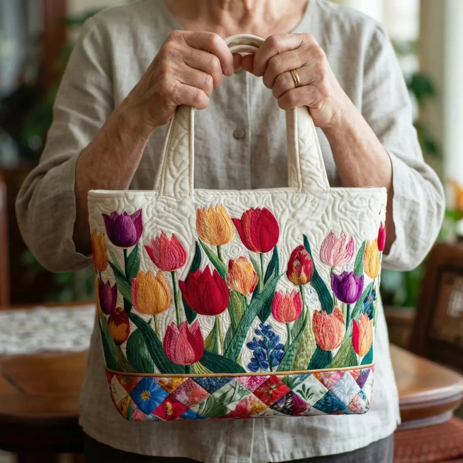 Rózsaszín Töltött Táska - Tulipánkert