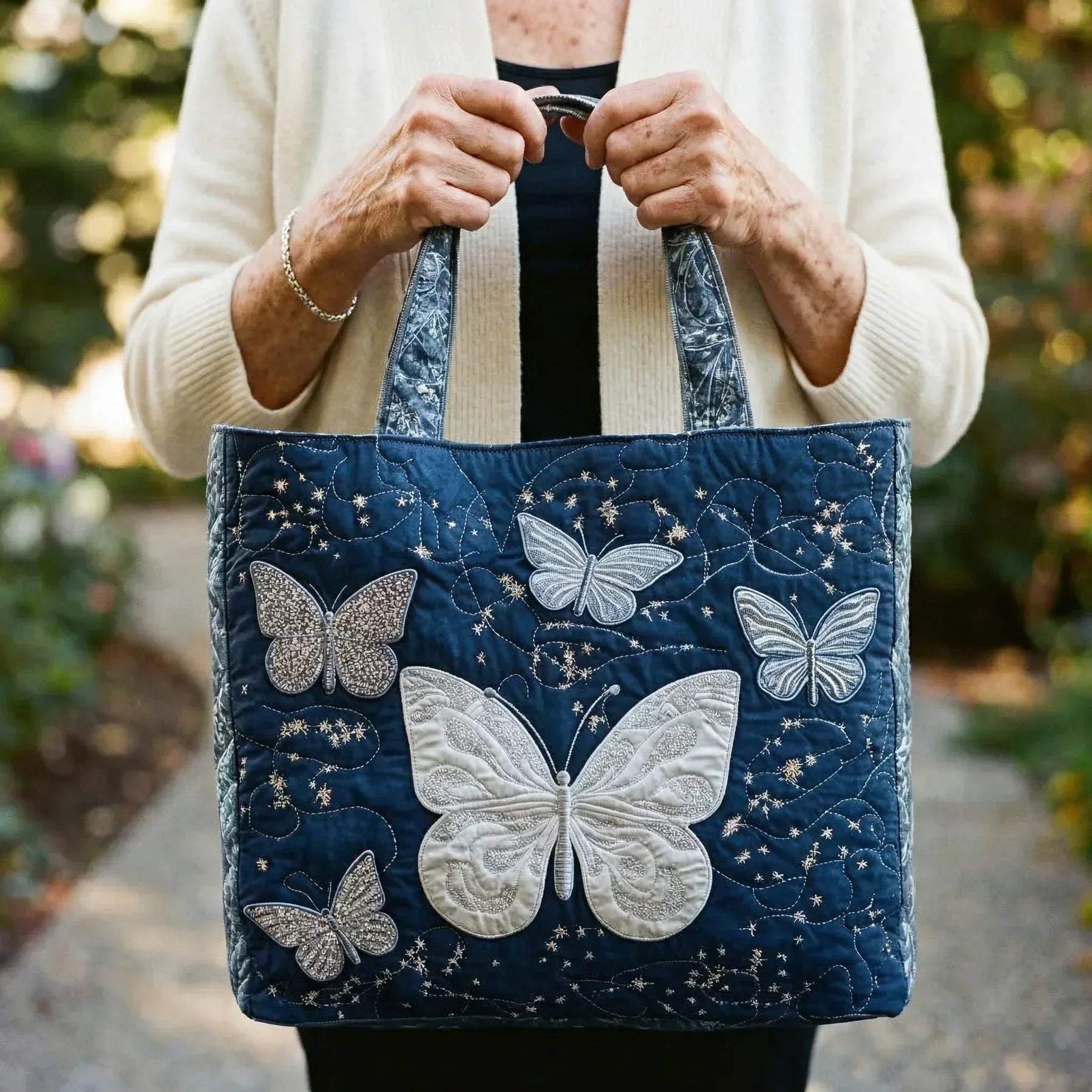 Handcrafted Bag - Silver Butterfly
